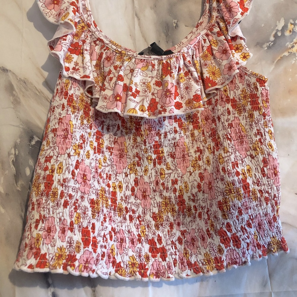 Ruched floral crop top